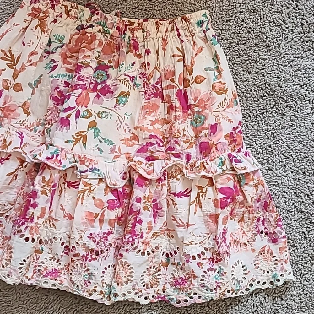 Cotton Watercolor Floral Flutter Mini Skirt - Picture 12 of 14